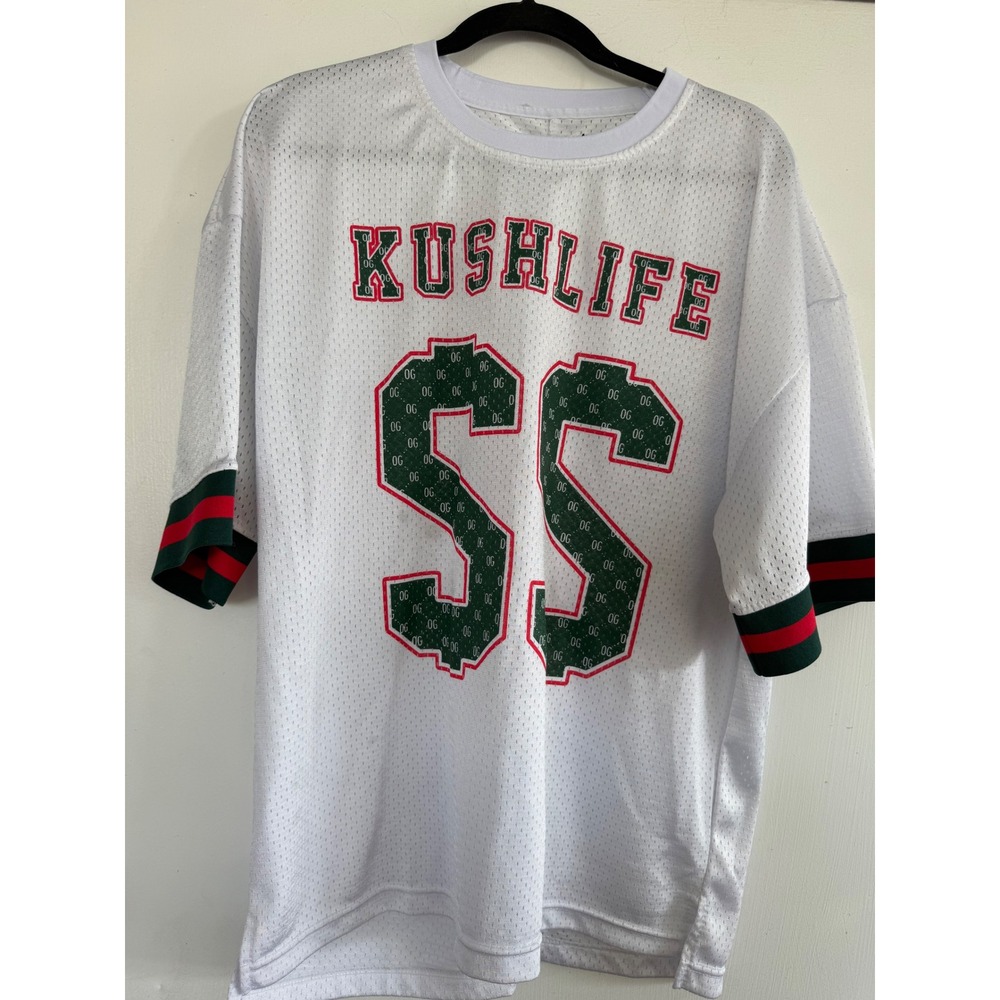 Weiv Los Angeles Kush Life 55 Jersey Mens Large White Mesh Graphic Streetwear